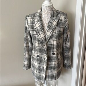 Primark Black and White Blazer Tailored Fit Plaid